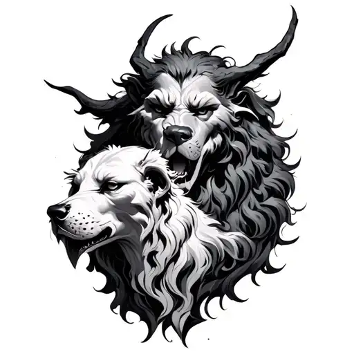 Hades with Cerberus tattoo design idea