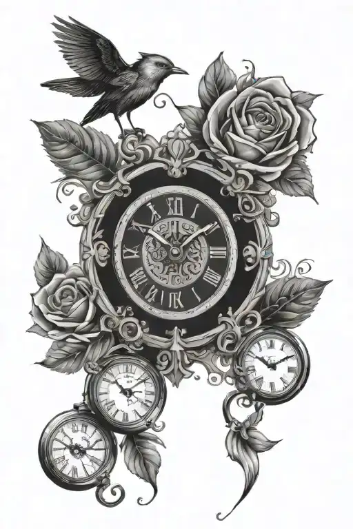 Can you make a tattoo design fore my forearm that has a clock with Roman numerals, the Bible verse revelation 21:4, and  tattoo design idea