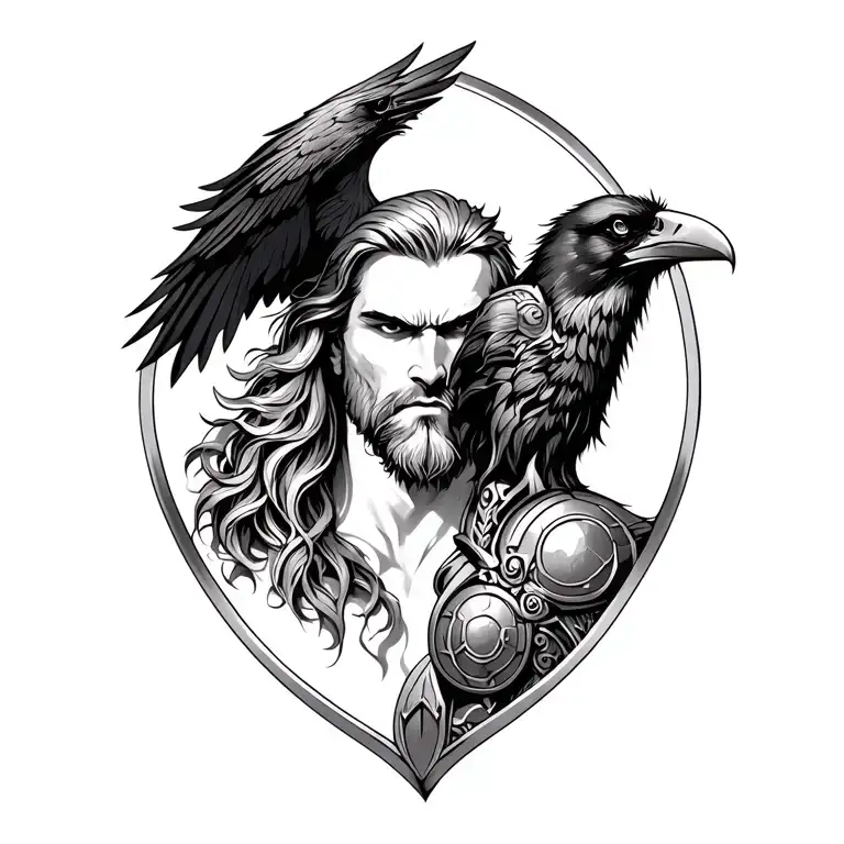 thor with raven. On the shoulder tattoo tattoo design idea