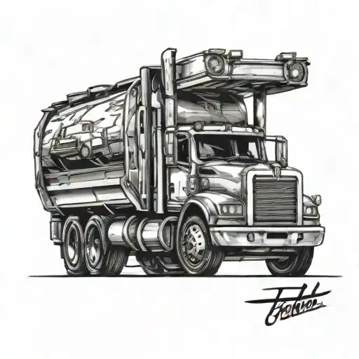 semi truck driving tattoo design idea