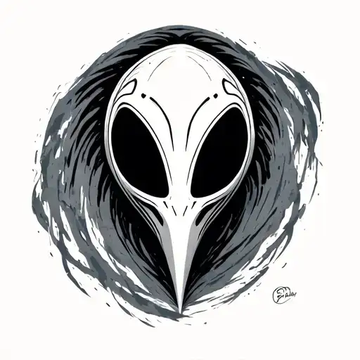 minimalist alien face tattoo design idea