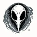 minimalist alien face tattoo design idea