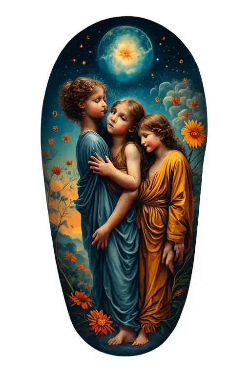 gemini, scripture, children tattoo design idea