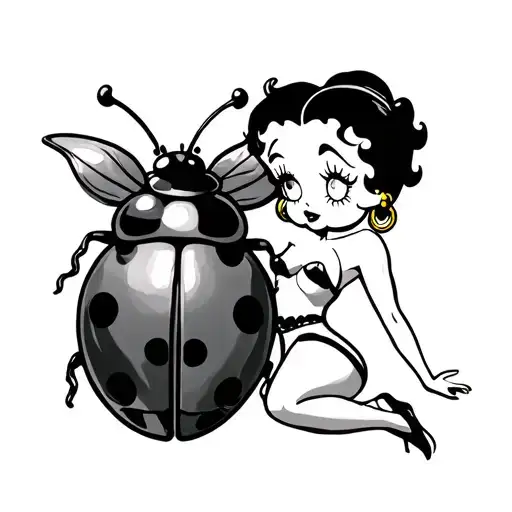 Betty boop and lady bug small tattoo design idea