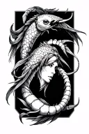 pisces libra and Scorpio combined together tattoo design idea