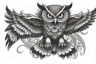 haida owl flying tattoo design idea