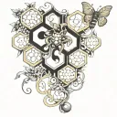 honeycomb and vine intertwined tattoo design idea