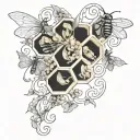 honeycomb and vine intertwined tattoo design idea