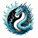 Ying Yang Dragon Fire Ice tattoo design idea