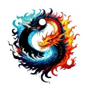 Ying Yang Dragon Fire Ice tattoo design idea