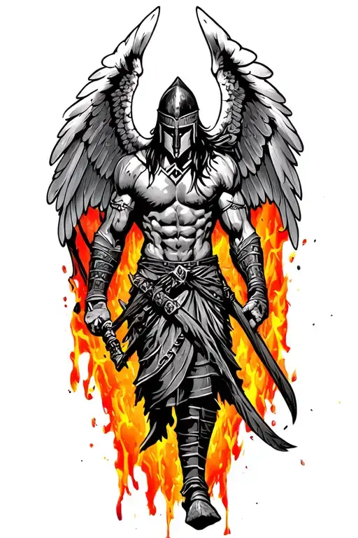 spartan warrior with wings tattoo design idea