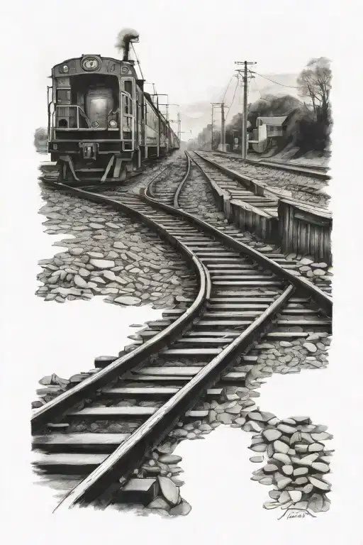 inspired by Psalms 23:4 with train tracks forming tattoo design idea