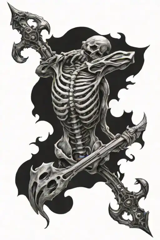 back tattoo where the  bones are matalic and the right sholder blade is broken tattoo design idea