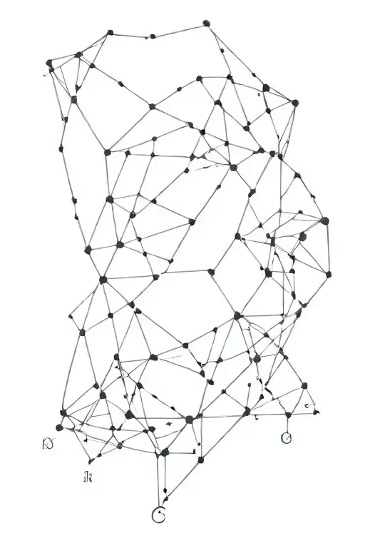 Arcane tattoo, hex anomaly infection, burn outlines, perforated asymmetrical, located in separate spots on the back tattoo design idea