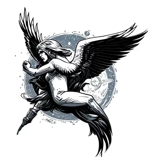Aquarius and pilot ambitions tattoo design idea