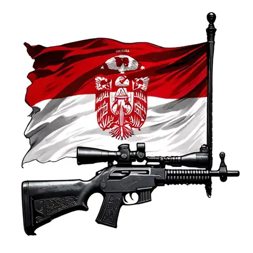 Ak47 and Albanian flag tattoo design idea