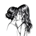 mother and daughter forehead kiss tattoo design idea