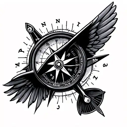 compass aviation tattoo design idea