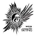 babylon with all religious denominatione of sun tattoo design idea