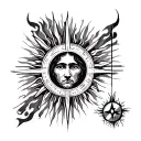 babylon with all religious denominatione of sun tattoo design idea