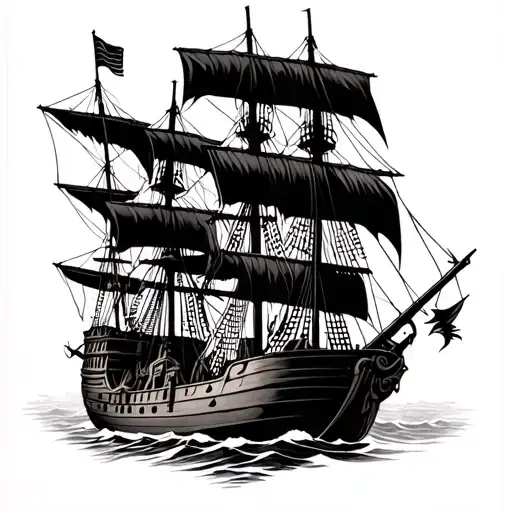 spanish galleon vs aztec tattoo design idea