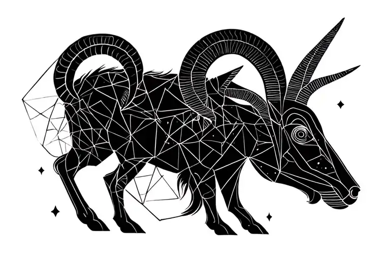 Capricorn merging aries constellation tattoo design idea