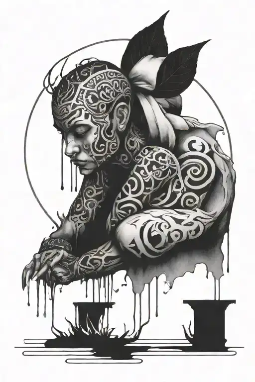 Depression depicted tattoo design idea