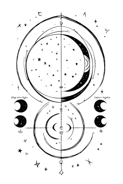 Moon phases, Fehu Jera Algiz Ehwaz Inguz Nauthiz and Laguz runes tattoo design idea