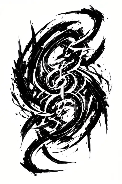 Dark Raw Strokes Modern Cyber Sigilism Bio-Mechanical Fusion Bold tattoo design idea