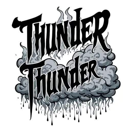 "Thunder" clouds fire rain tattoo design idea