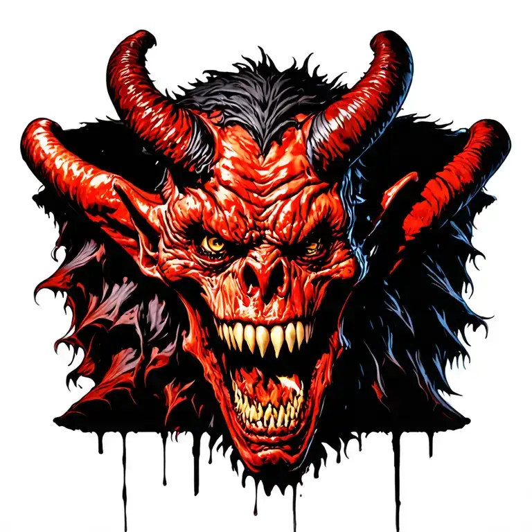 super fucked up and scary looking demon tattoo design idea