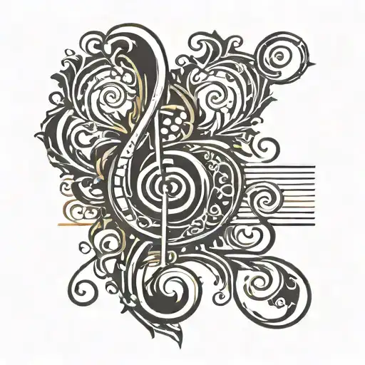 8 heart rate beat with heart shaped g clef and bass clef tattoo design idea