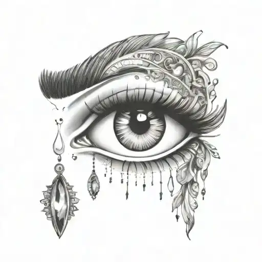 gypsy eye with gems tattoo design idea