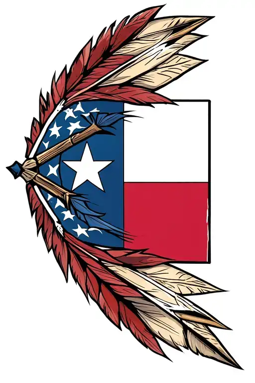 native american arrow and texas flag morphing tattoo design idea