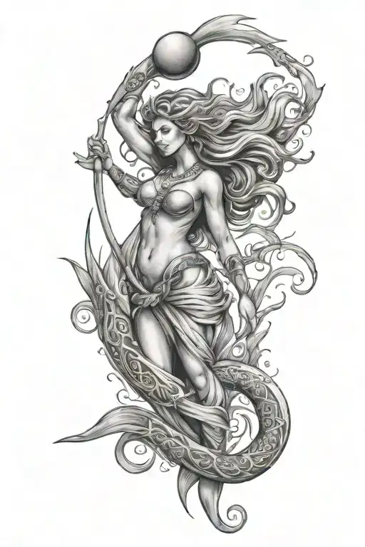 aquarius, zodiac, mystical tattoo design idea