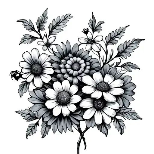 bee beehive flowers tattoo design idea