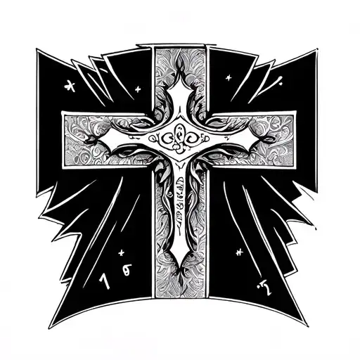 I want a fine line tattoo in the shape of a cross that has mine and my sisters birth dates - 10.18.06 4.18.13 1.15.15 tattoo design idea
