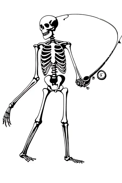 fishing skeleton funny tattoo design idea
