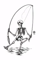 fishing skeleton funny tattoo design idea