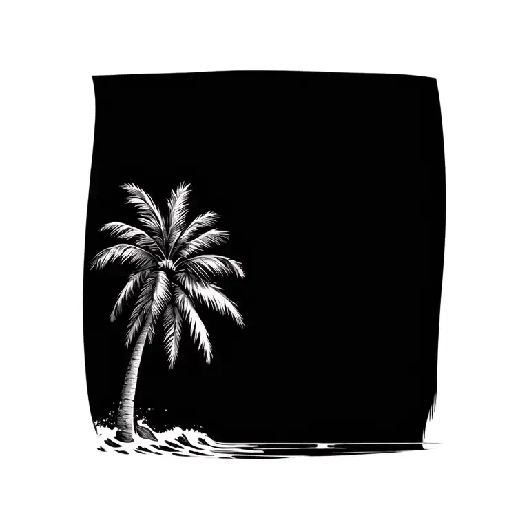 Palm Tree With Wave tattoo design idea