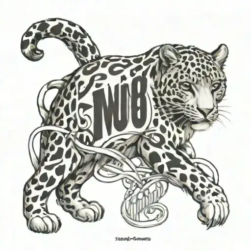 Lebanese flag, snow leopard, music notes intertwined tattoo design idea
