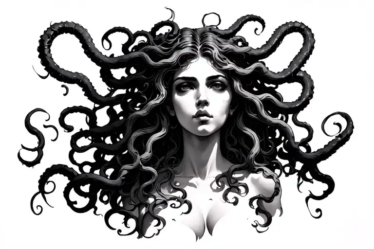 Nemesis Goddess Medusa posing tattoo design idea