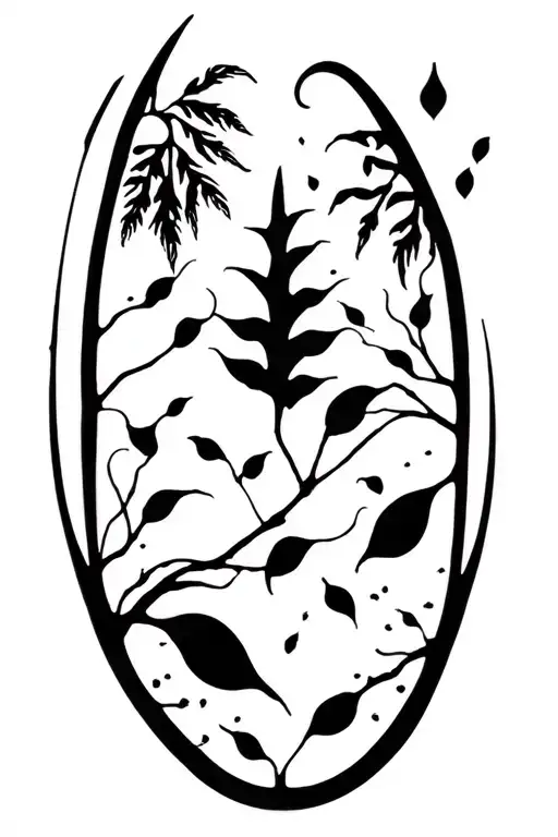 tear drop nature scene tattoo design idea