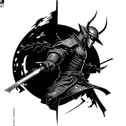 Futuristic ronin warrior tattoo design idea