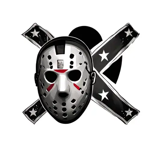 Jason Voorhees mask with confederate flag  tattoo design idea