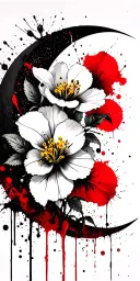 evening primrose, and crescent moon tattoo design idea