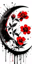 evening primrose, and crescent moon tattoo design idea