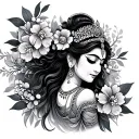 apsara dancer with flowers tattoo design idea