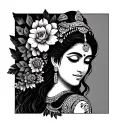 apsara dancer with flowers tattoo design idea