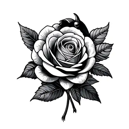 the yorkshire rose with zimbabwean bird in the middle tattoo design idea